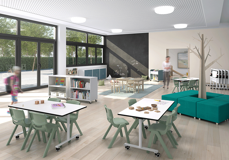 VISLUM mesa abatible plegable aula infantil MINIFLOOP