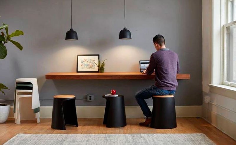 VISLUM taburete apilable Handy negro  asiento madera